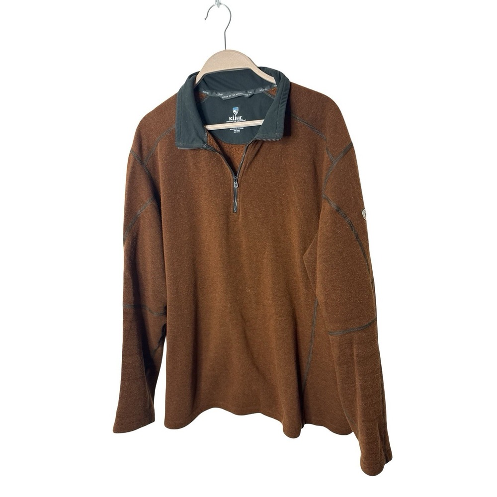 Kuhl Sweater Mens XL rust color Revel Quarter Zip Fleece Pullover Outdoor